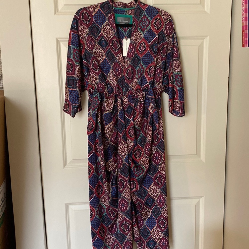 NWT Anthropologie printed, satin, midi dress